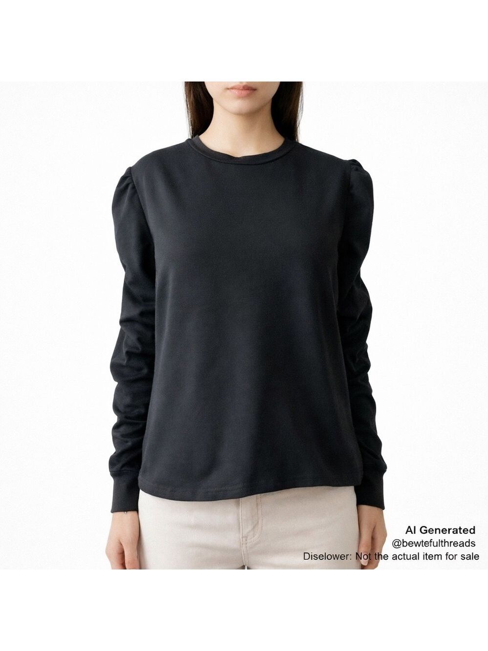 Walter Baker M Black Puff Sleeve Top Feminine Chic Minimalist
